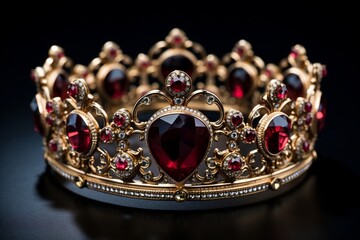 Exquisite Ruby-Studded Gold Crown. AI