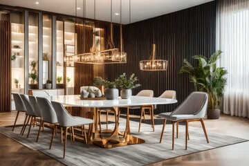 Fototapeta na wymiar Modern Interior Design Background. Contemporary Dining room