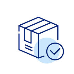 Delivery confirmed. Parcel and check mark. Pixel perfect, editable stroke icon