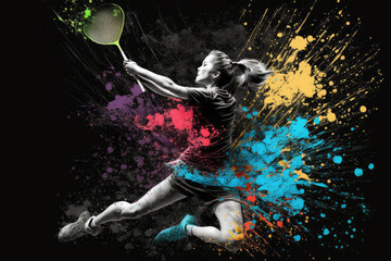 Obraz na płótnie Canvas playing badminton on background