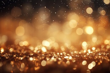 Abstract gold bright light glittering bokeh blur background. Generative AI