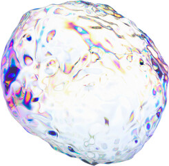 Abstract 3d glass shape with dispersion, colorful 3d holographic rendering, geometric art poster