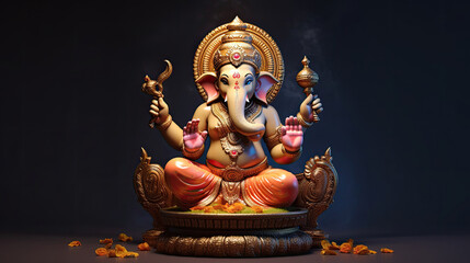  A Lord Ganesha for Ganesh Chaturthi. The sacred object of the Hindus. Generative Ai