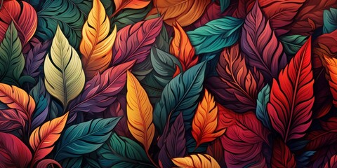 Fototapeta premium A lot of colorful leaves in the style of naturalistic tones
