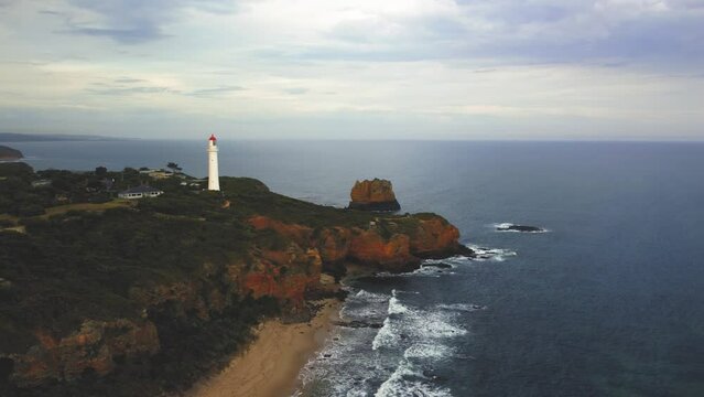 Aerial of Lighthouse in southern Australia