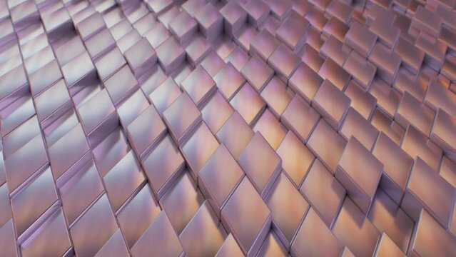 Shiny Purple Reflective Abstract Argyle 3D Tiles Moving Up And Down - 4K Seamless VJ Loop Motion Background Animation