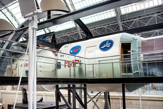 Mir space orbital station in the Space Museum in Moscow: Moscow, Russia - October 19, 2022..
