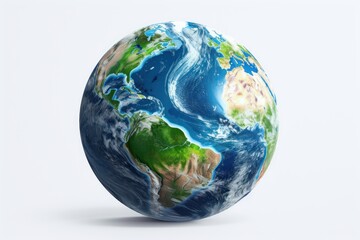 Fototapeta premium Earth on White Background, Save the World, Earth day, Environment Day. Generative AI