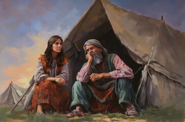 Abraham sara bible tent. Generate Ai - obrazy, fototapety, plakaty