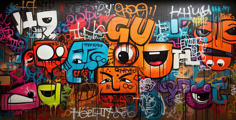 Colorful Streetart Graffiti Wall background - obrazy, fototapety, plakaty