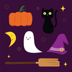 Halloween clip art cartoon with graphic element for illustration, poster, festival, banner 