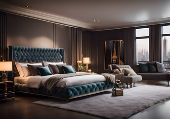 Luxury hotel bedroom design.