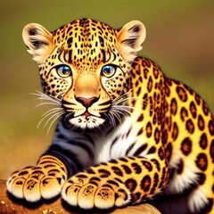 Obraz premium portrait of a leopard. generative ai.