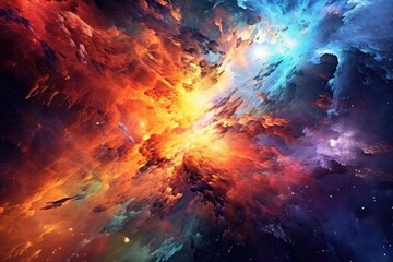 Fototapeta na wymiar Abstract Vibrant Space Explosion Style Universe Astronomy Wallpaper Generative AI