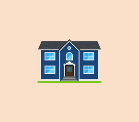 House or apartments. Family american townhouse. Neighborhood with cozy homes. Traditional Modern cottage for infographics or application interface. Building vector illustration. Flat style
