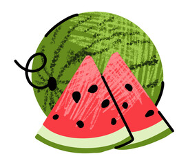 fruit illustrations, simple illustration in abstract flat outline drawing style, healthy food