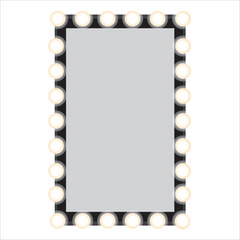 mirror with light bulbs icon, vector, illustration, symbol