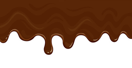 Delicious flowing cartoon melted chocolate border illustration with transparent background - 627981965
