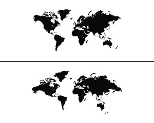black blank vector map of the world isolated on white background. design element for your idea.