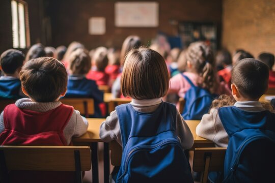 Children kids having class school. Generate Ai