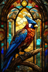 fictional stained glass window, generated by artificial intelligence