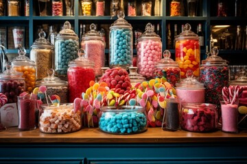 Candy store vintage. Generate Ai - Powered by Adobe