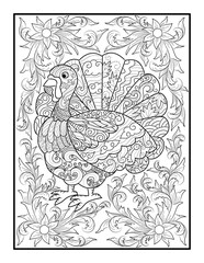 Turkey chickens in the form of ornaments and decorations for line art