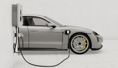 3D illustration ev car porsche taycan gts