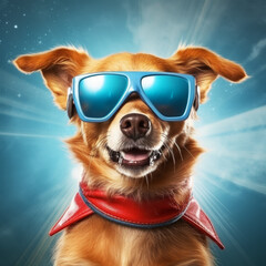 Superhero dog in sunglasses, poster