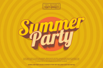 Fototapeta na wymiar Editable text effect Summer Party 3d cartoon template stlye modren premium vector