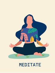 Yoga Meditation Vector Illustrator Design 