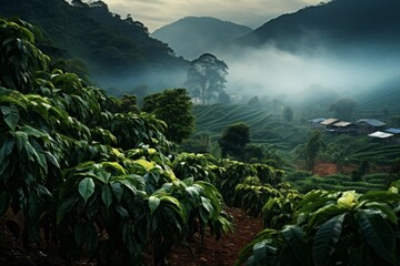 Coffee plantation hills. Generate Ai