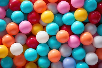 Fototapeta na wymiar Colorful plastic balls background. Generate Ai