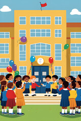 Obraz na płótnie Canvas a picture celebrating the opening of a school