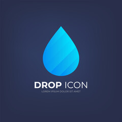 Water drop icon for your design. Aqua logo blue droplet