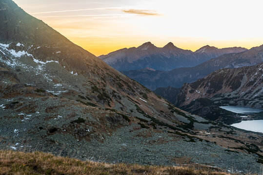 Belianske Tatry from Hladke sedlo in autumn Tatra mountains
