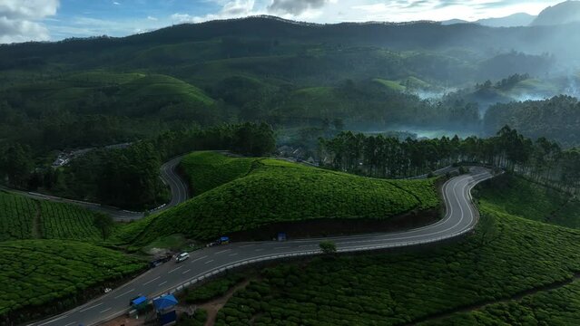 Hill station Munnar Tea estate Road Munnar Kerala India 