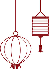 Red lantern. Chinese or Japanese new year decoration and lunar new year. Isolated vector illustration template design.