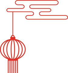 Red lantern on an oriental cloud. Chinese or Japanese new year decoration and lunar new year. Isolated vector illustration template design.