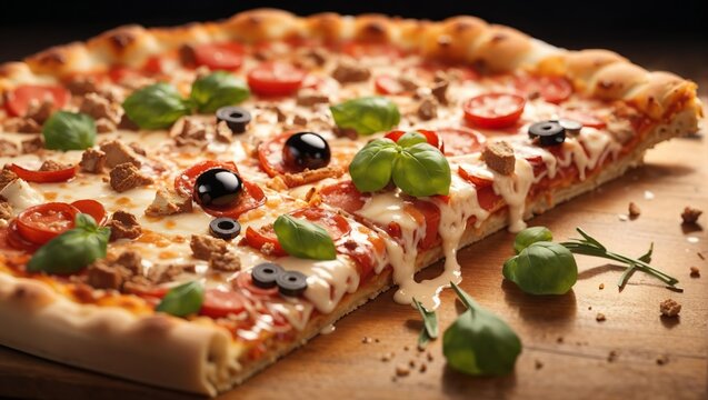 Delicious picture of pizza with gloss.
Generative AI