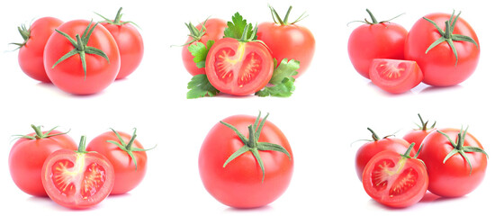 Set of tomatoes isolated