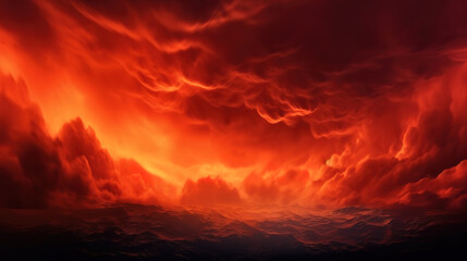 Dramatic colorful monsoon cloud formation in the sky during sunset. Generative Ai