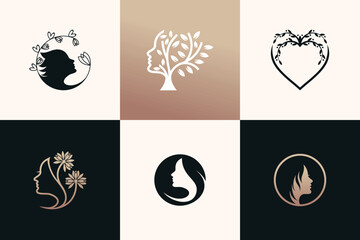 Fototapeta na wymiar Beauty logo collection with creative unique design vector