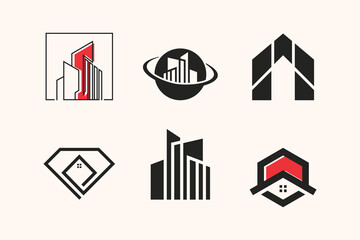 Home and building logo collection with creative unique design vector