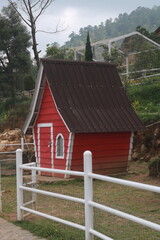 Fototapeta premium red barn in the woods