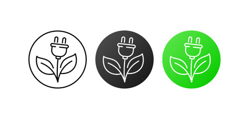 Green energy. Flat style, color. Flower with a plug for electricity. Green energy flower. Vector illustration.