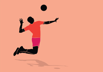 Fototapeta na wymiar Male volleyball player in a jumping position vector illustration volleyball player silhouette abstract