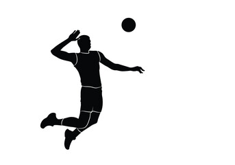 vector silhouettes of men's volleyball Illustration of an abstract volleyball player silhouette