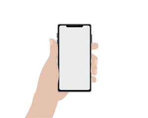 Phone in hand with blank screen chat ai order call cents  illustration