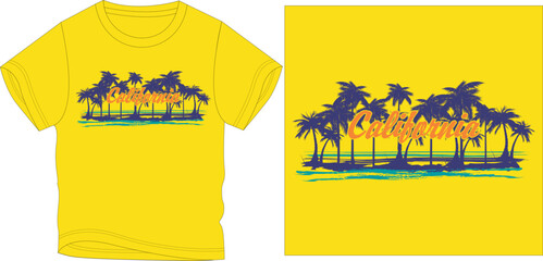 California beach palm trees graphic design vector